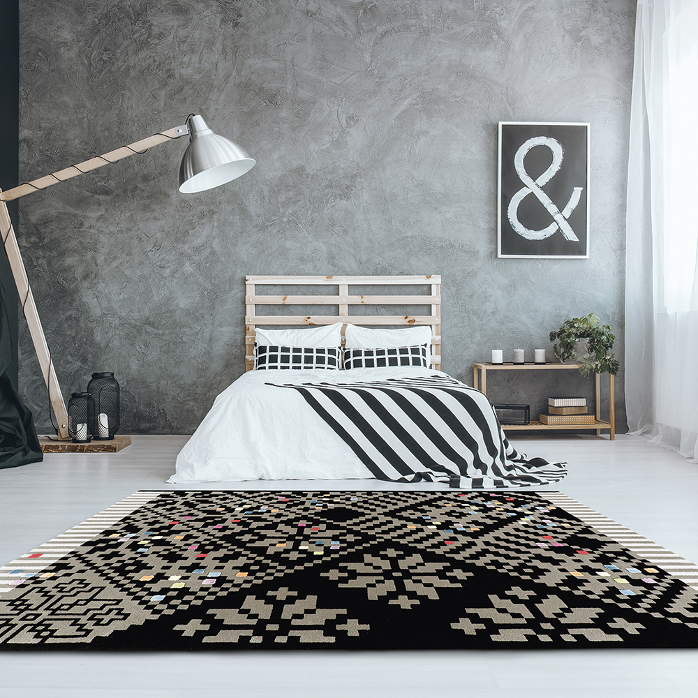 Hand tufted Carpet "With Love" inspired by Estoninan traditional motifs